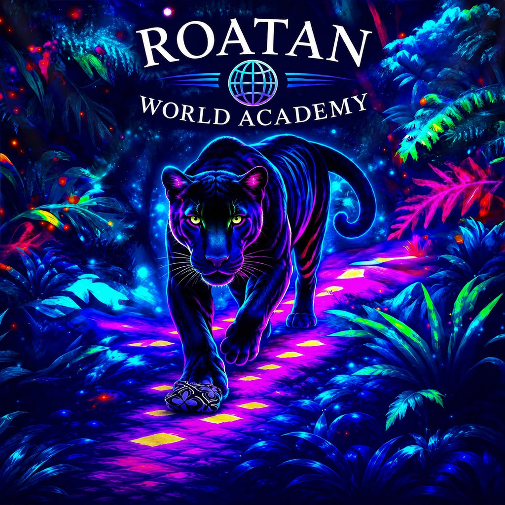 Roatan Neon Panther – Premium Fantasy Jungle Backdrop | Streaming, Gaming & Content Creator Background
