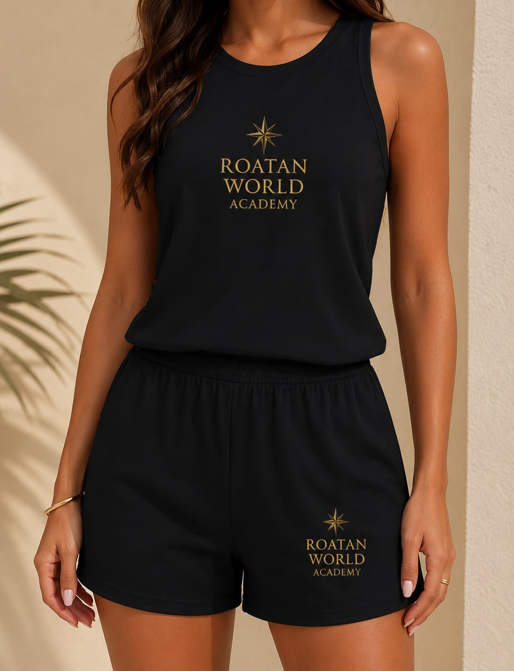 Roatan World Academy Women's Sleeveless Lounge Set – Black Tank Top & Shorts 2-Piece Outfit