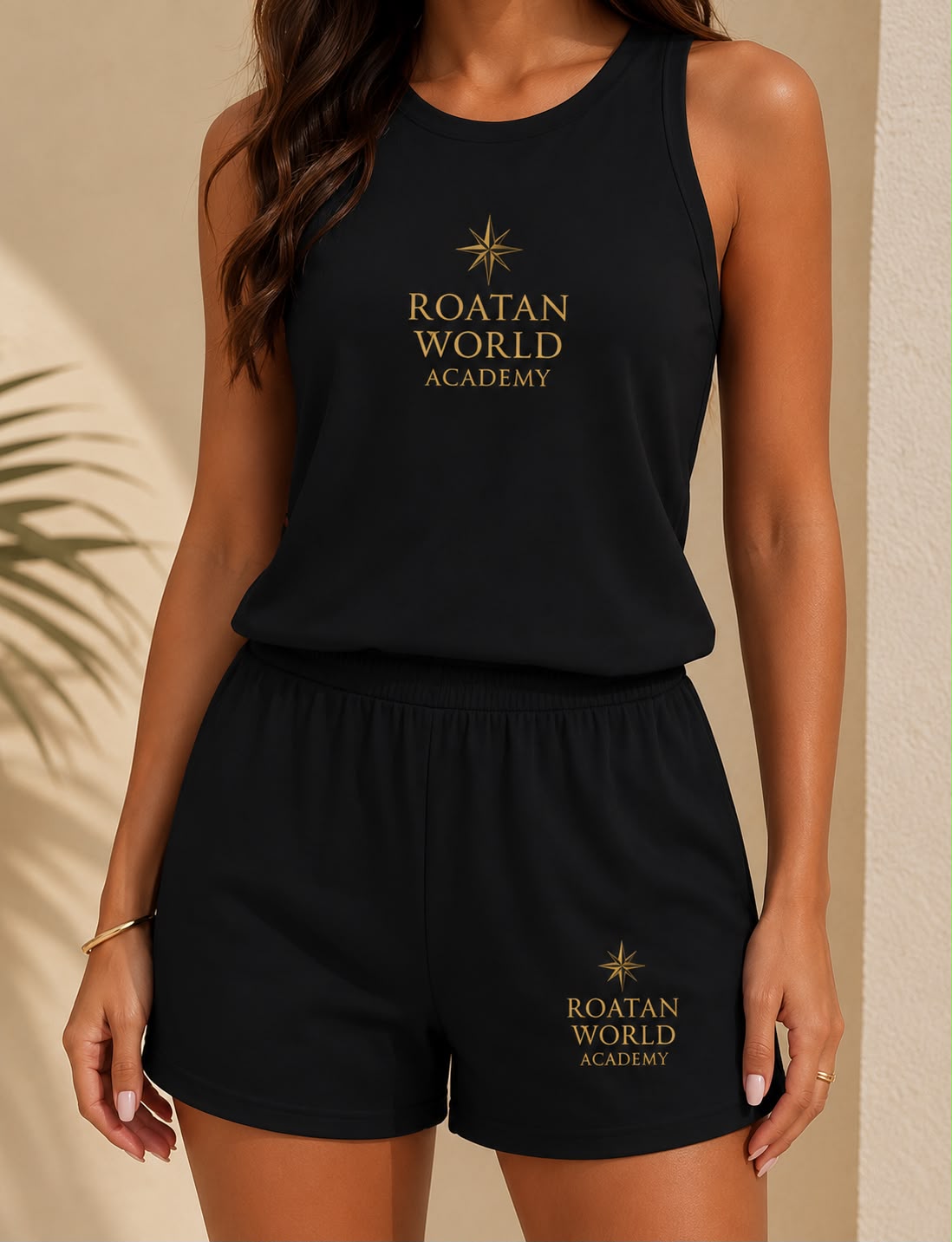 Roatan World Academy Women's Sleeveless Lounge Set – Black Tank Top & Shorts 2-Piece Outfit